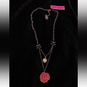 Betsey Johnson 'Rose Garden' Pendant Necklace with Crystals - So Beautiful!